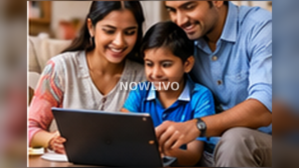 Family using a laptop together at home, illustrating international appointment scheduling