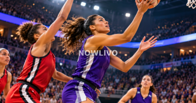 Women basketball players competing at the rim in a closely contested championship game