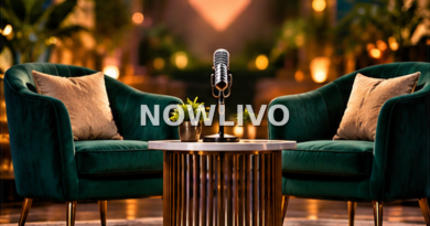 Conceptual editorial illustration of two empty interview chairs and a microphone symbolising Nilina’s post-exit comments about Noby, not a photograph of the pair.