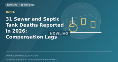 Original NOWLIVO editorial illustration of sewer safety equipment and civic infrastructure, respectful without victims, representing ncsk sewer death compensation data; not an event photograph