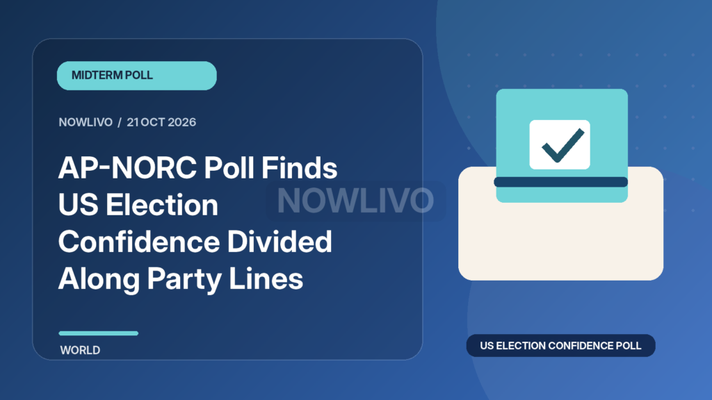 Original illustrated news graphic about us election confidence poll, with a horizontally and vertically centered NOWLIVO watermark.