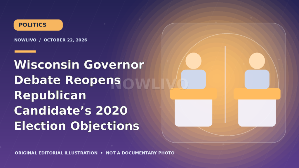 Original editorial graphic showing two debate podiums for the Wisconsin governor election debate.