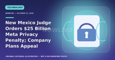 Original editorial graphic of a locked smartphone representing Meta’s New Mexico data privacy penalty.