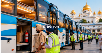 Illustrative scene of pilgrimage coaches being inspected for safety in Punjab; no specific operator or vehicle is identified.