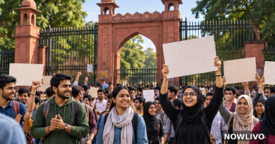 Illustrative editorial scene of students celebrating with blank placards outside a historic university gate; not a photograph of the October 29 agreement.