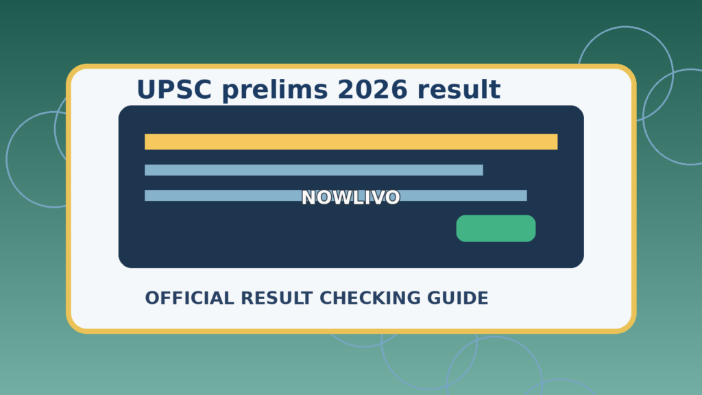 Illustration of a candidate checking UPSC CSE examination results on a computer