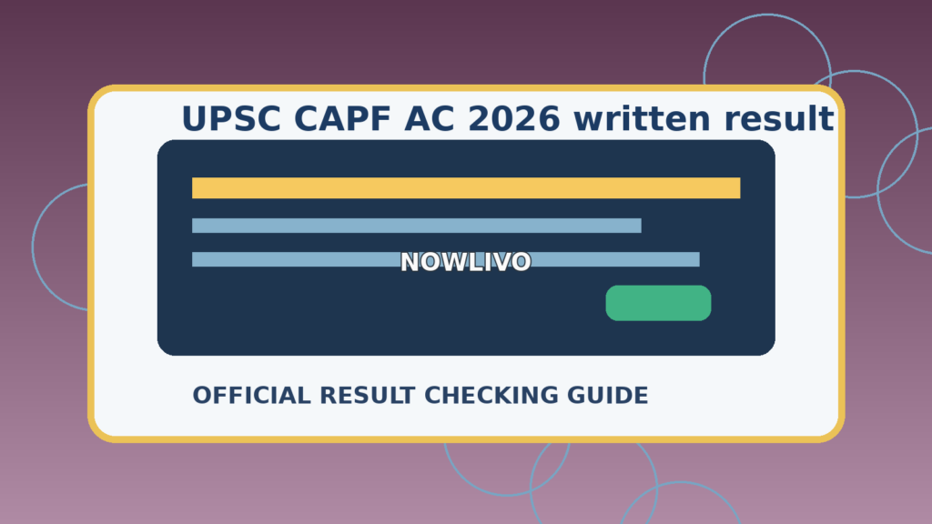 Illustration of a candidate checking UPSC CAPF examination results on a computer
