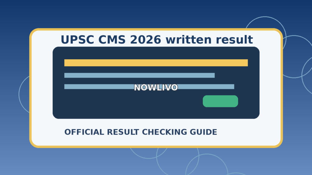 Illustration of a candidate checking UPSC CMS examination results on a computer