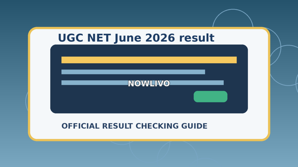 Illustration of a candidate checking UGC NET examination results on a computer
