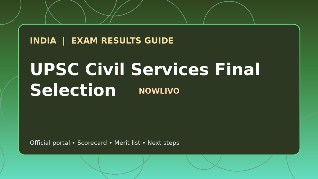 Illustrated NOWLIVO guide to checking UPSC Civil Services Final Selection examination results and official scorecards