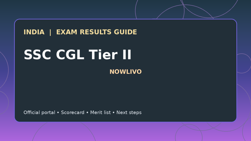 Illustrated NOWLIVO guide to checking SSC CGL Tier II examination results and official scorecards
