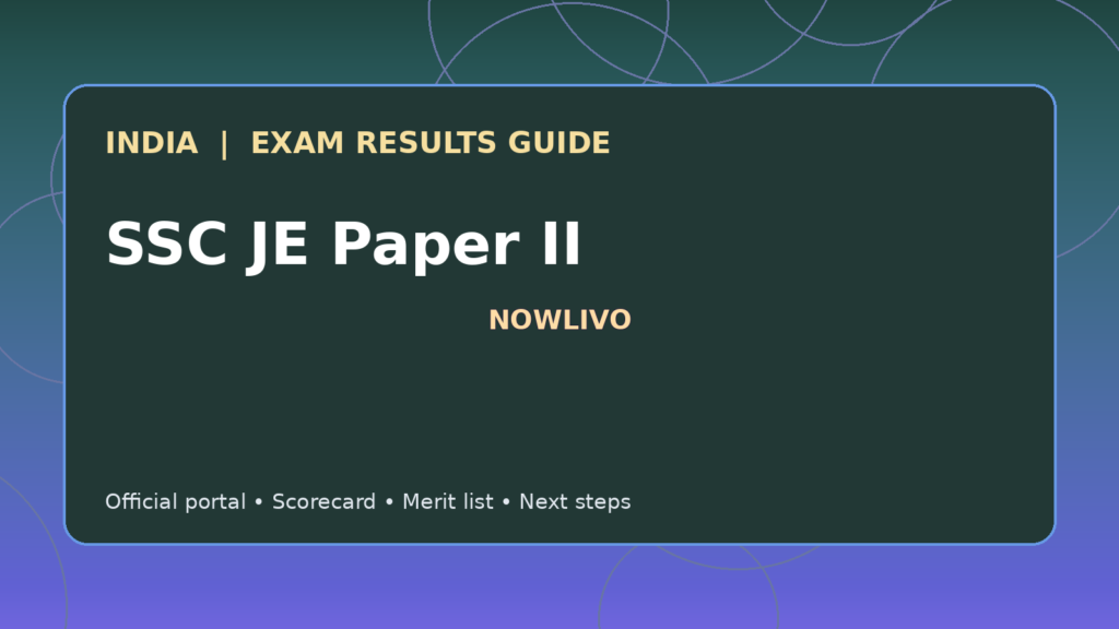 Illustrated NOWLIVO guide to checking SSC JE Paper II examination results and official scorecards