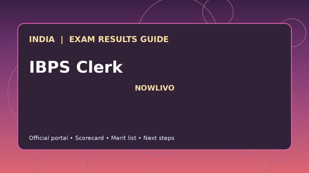 Illustrated NOWLIVO guide to checking IBPS Clerk examination results and official scorecards