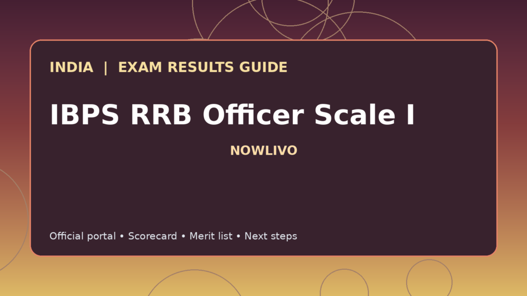 Illustrated NOWLIVO guide to checking IBPS RRB Officer Scale I examination results and official scorecards