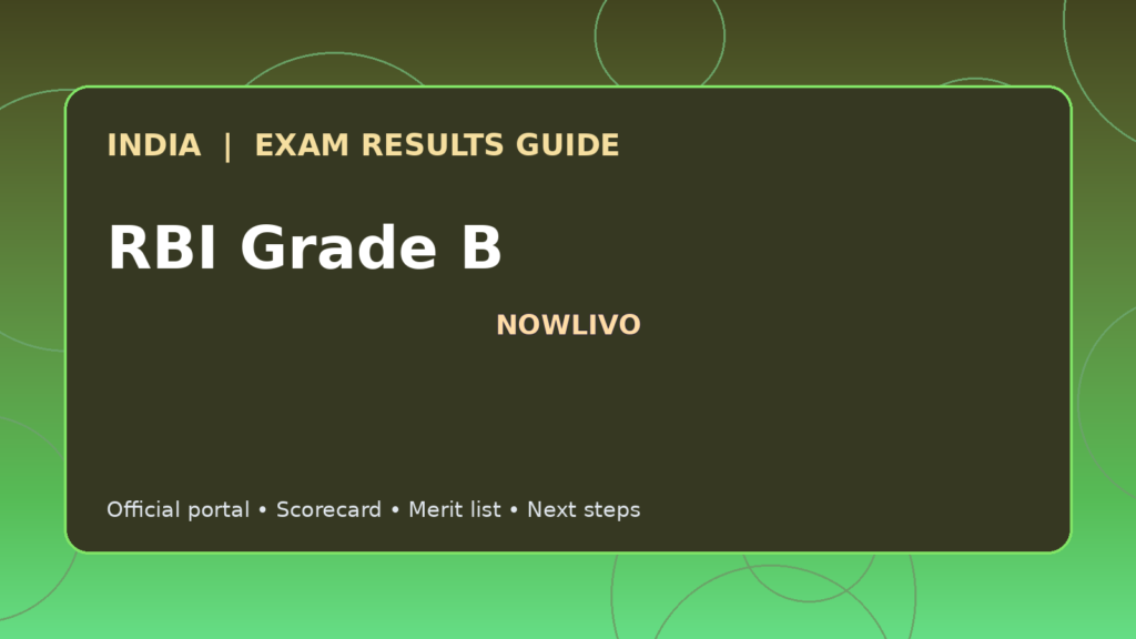 Illustrated NOWLIVO guide to checking RBI Grade B examination results and official scorecards