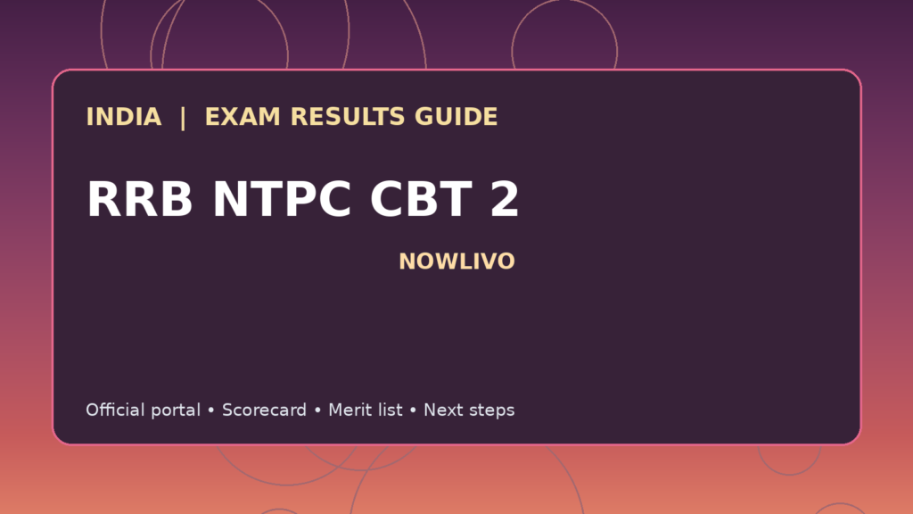 Illustrated NOWLIVO guide to checking RRB NTPC CBT 2 examination results and official scorecards