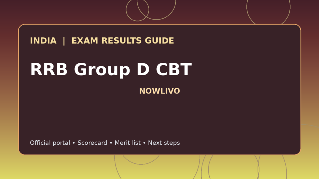 Illustrated NOWLIVO guide to checking RRB Group D CBT examination results and official scorecards