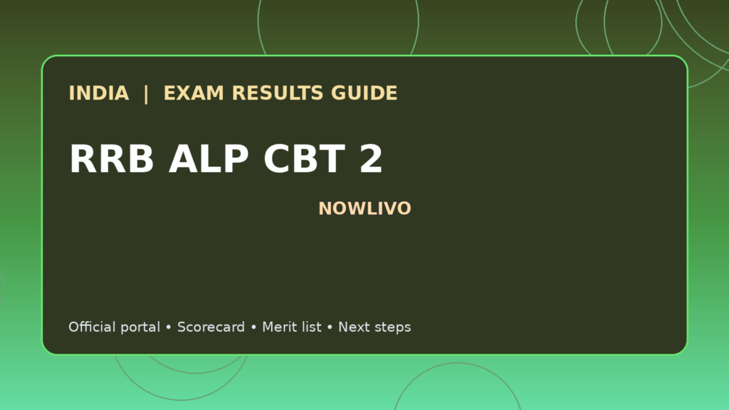 Illustrated NOWLIVO guide to checking RRB ALP CBT 2 examination results and official scorecards