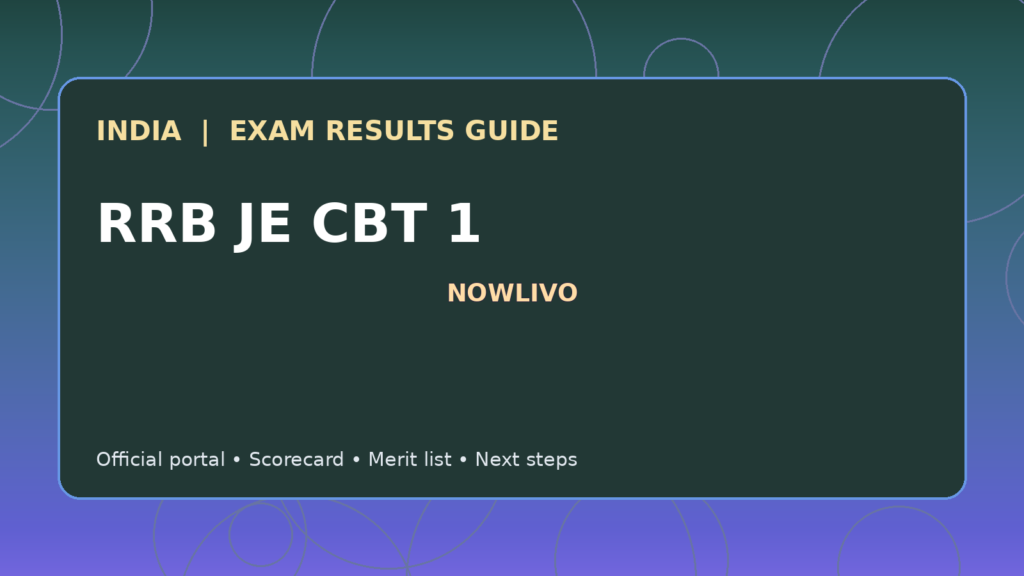 Illustrated NOWLIVO guide to checking RRB JE CBT 1 examination results and official scorecards
