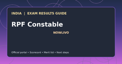 Illustrated NOWLIVO guide to checking RPF Constable examination results and official scorecards