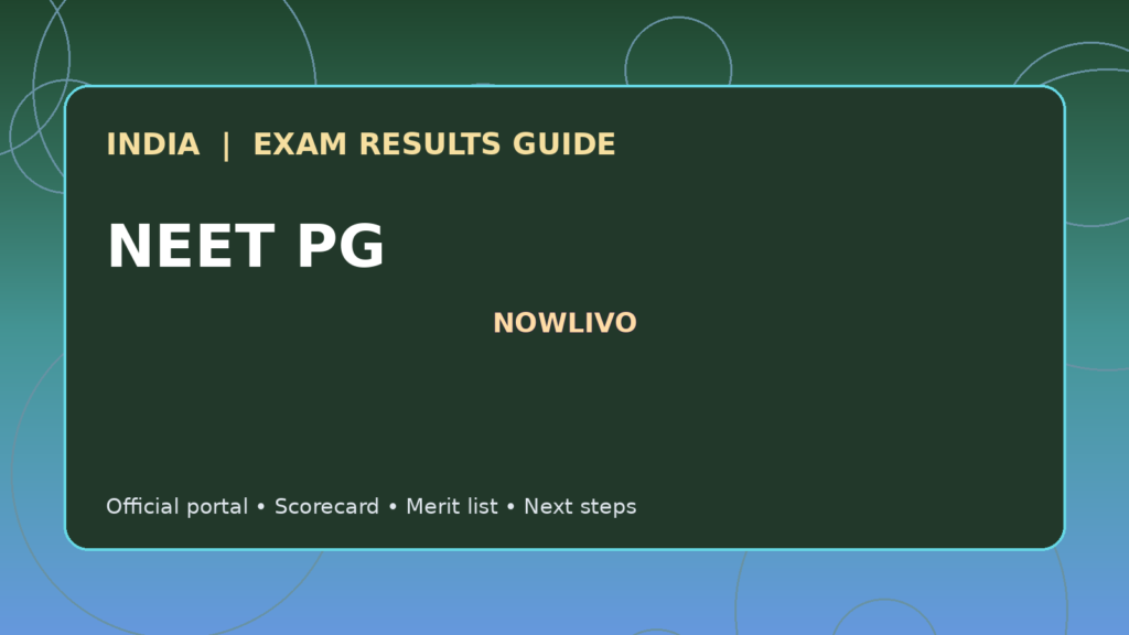 Illustrated NOWLIVO guide to checking NEET PG examination results and official scorecards