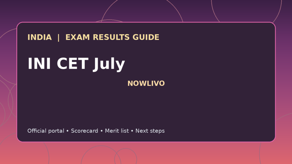Illustrated NOWLIVO guide to checking INI CET July examination results and official scorecards