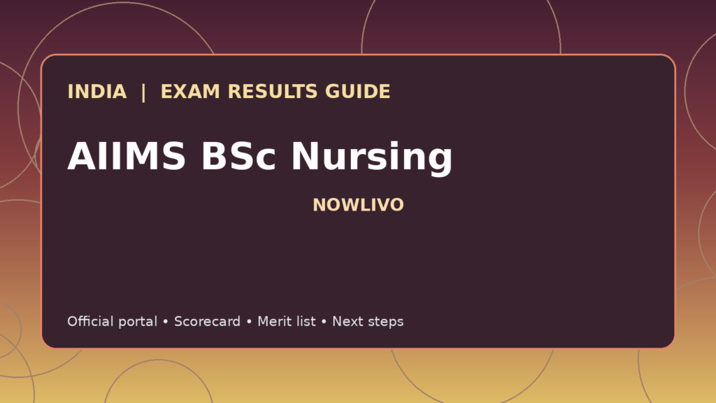 Illustrated NOWLIVO guide to checking AIIMS BSc Nursing examination results and official scorecards