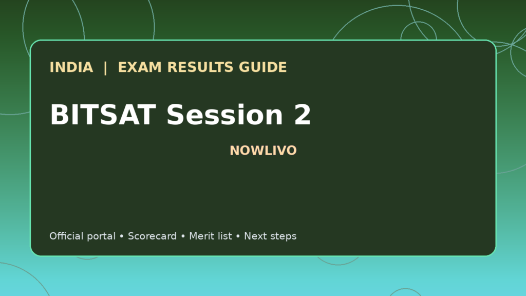 Illustrated NOWLIVO guide to checking BITSAT Session 2 examination results and official scorecards