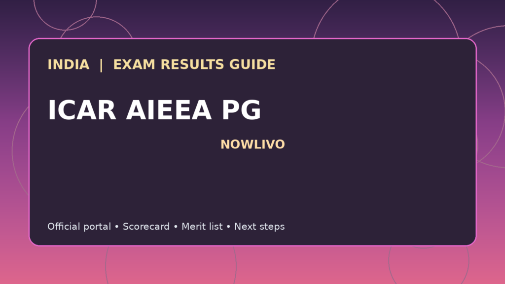 Illustrated NOWLIVO guide to checking ICAR AIEEA PG examination results and official scorecards