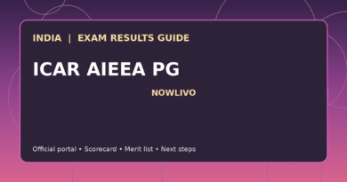 Illustrated NOWLIVO guide to checking ICAR AIEEA PG examination results and official scorecards