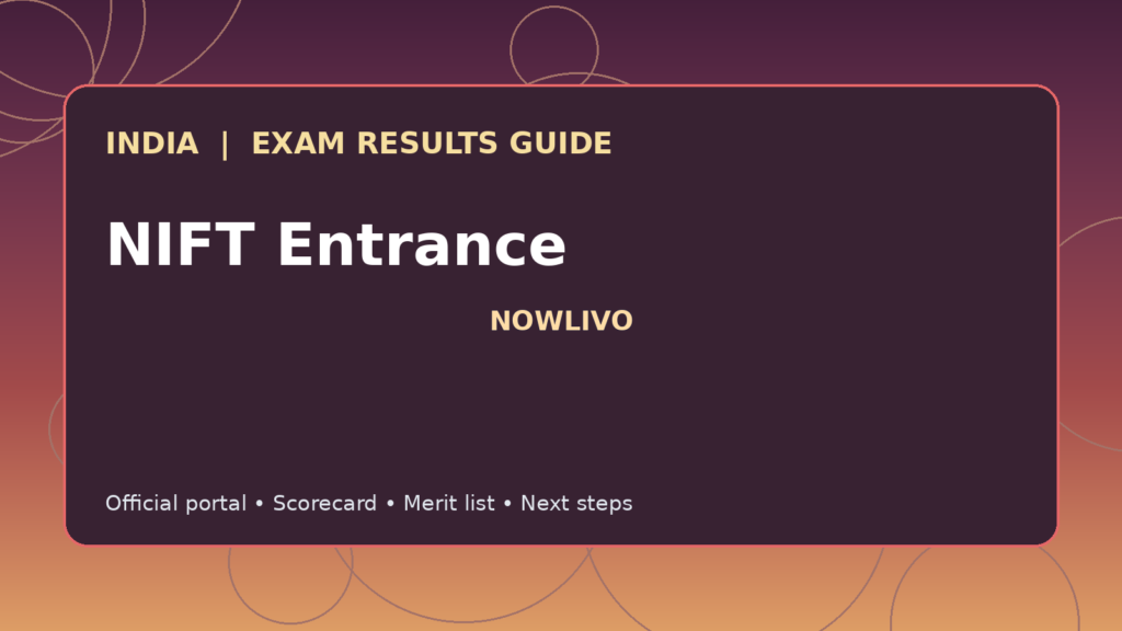Illustrated NOWLIVO guide to checking NIFT Entrance examination results and official scorecards