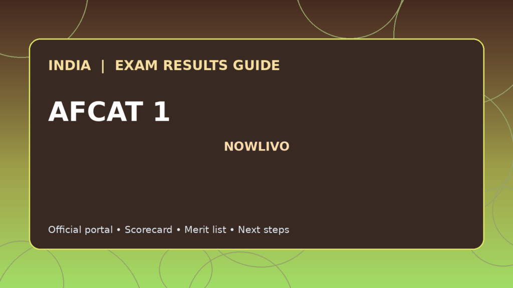 Illustrated NOWLIVO guide to checking AFCAT 1 examination results and official scorecards