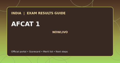 Illustrated NOWLIVO guide to checking AFCAT 1 examination results and official scorecards