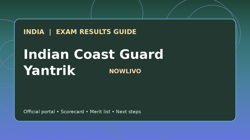 Illustrated NOWLIVO guide to checking Indian Coast Guard Yantrik examination results and official scorecards
