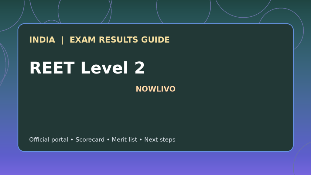 Illustrated NOWLIVO guide to checking REET Level 2 examination results and official scorecards