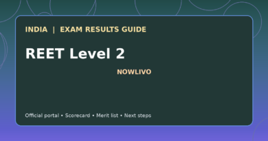 Illustrated NOWLIVO guide to checking REET Level 2 examination results and official scorecards