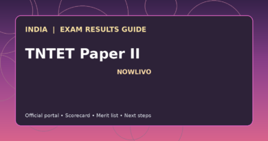 Illustrated NOWLIVO guide to checking TNTET Paper II examination results and official scorecards