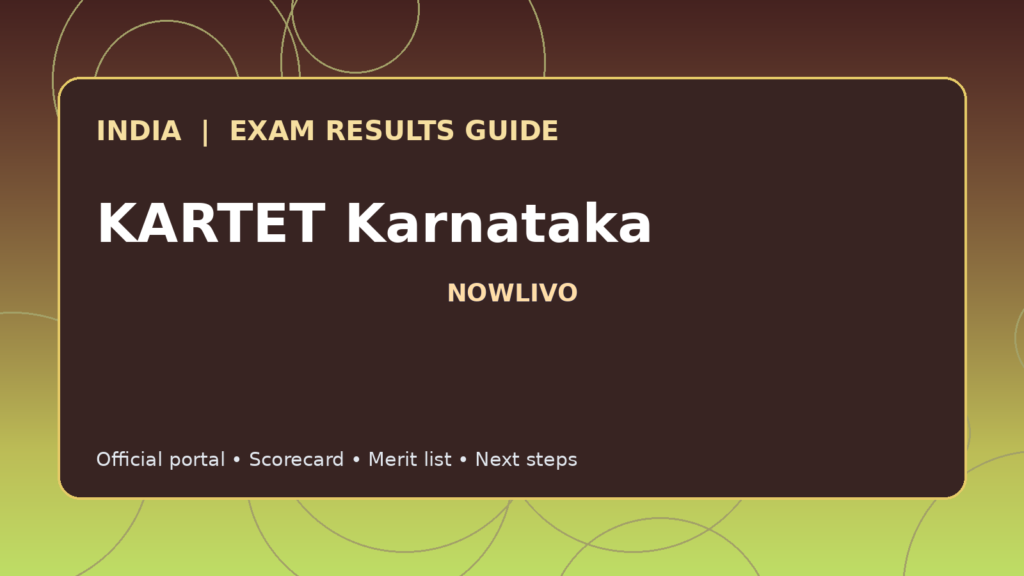 Illustrated NOWLIVO guide to checking KARTET Karnataka examination results and official scorecards