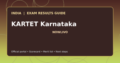 Illustrated NOWLIVO guide to checking KARTET Karnataka examination results and official scorecards