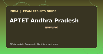 Illustrated NOWLIVO guide to checking APTET Andhra Pradesh examination results and official scorecards