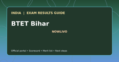 Illustrated NOWLIVO guide to checking BTET Bihar examination results and official scorecards
