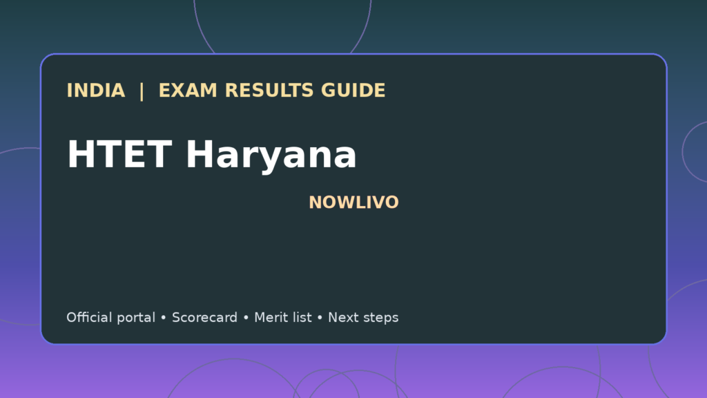 Illustrated NOWLIVO guide to checking HTET Haryana examination results and official scorecards