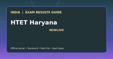 Illustrated NOWLIVO guide to checking HTET Haryana examination results and official scorecards