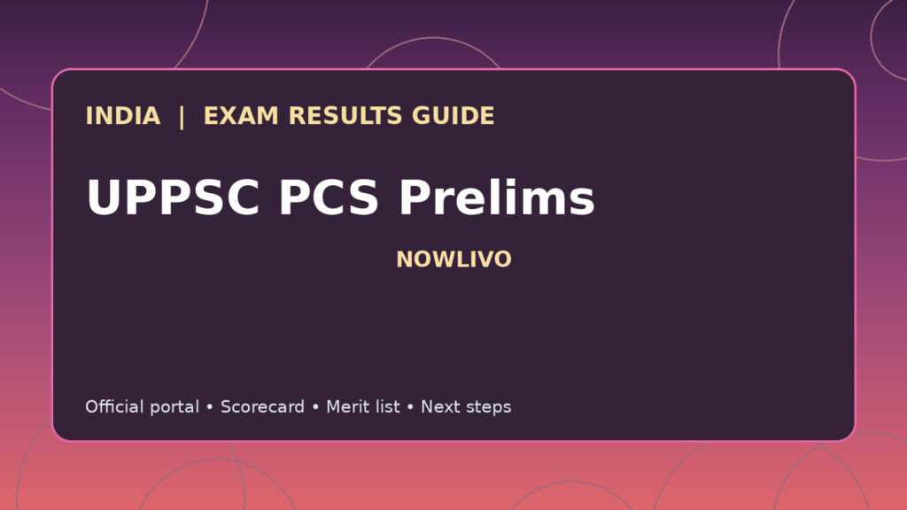 Illustrated NOWLIVO guide to checking UPPSC PCS Prelims examination results and official scorecards