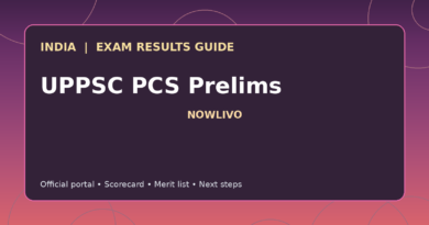 Illustrated NOWLIVO guide to checking UPPSC PCS Prelims examination results and official scorecards