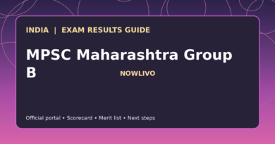 Illustrated NOWLIVO guide to checking MPSC Maharashtra Group B examination results and official scorecards