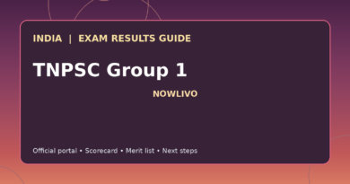 Illustrated NOWLIVO guide to checking TNPSC Group 1 examination results and official scorecards