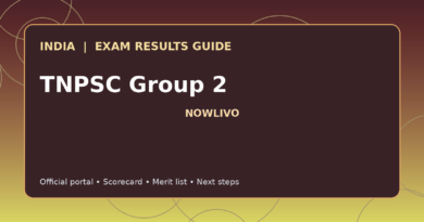 Illustrated NOWLIVO guide to checking TNPSC Group 2 examination results and official scorecards