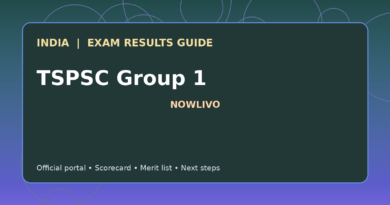 Illustrated NOWLIVO guide to checking TSPSC Group 1 examination results and official scorecards