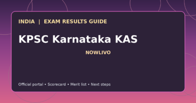 Illustrated NOWLIVO guide to checking KPSC Karnataka KAS examination results and official scorecards